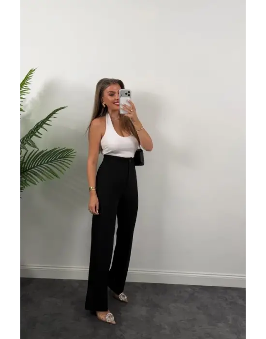 Kadın Yüksek Bel Atlas Kumaş Palazzo Pantolon