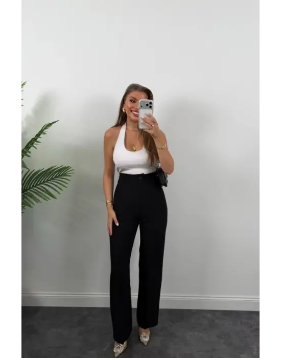 Kadın Yüksek Bel Atlas Kumaş Palazzo Pantolon