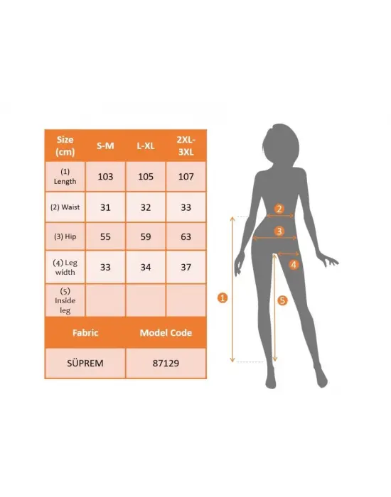 Omarı Yaprak Desenli Yüksek Bel Bağcıklı Pantolon
