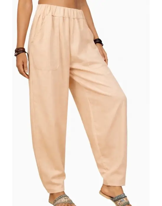 Kadın Yüksek Bel Cep Detaylı Pantolon