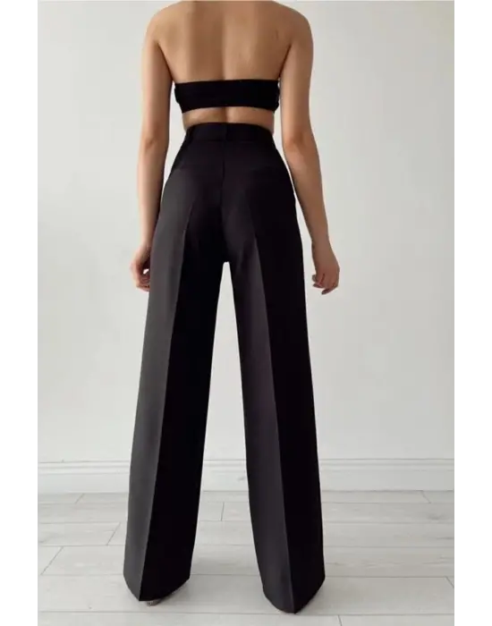 Kadın Yüksek Bel Cepli Ithal Krep Pantolon