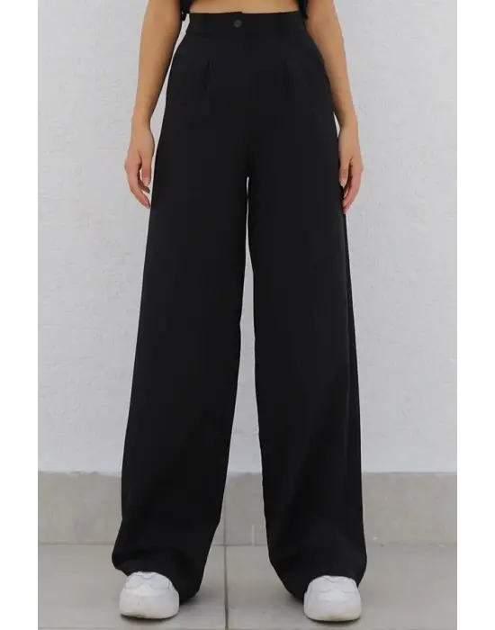 Kadın Yüksek Bel Cepli Ithal Krep Pantolon