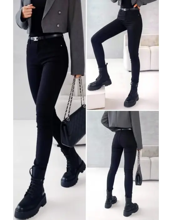 Kadın Yüksek Bel Cepli Kemersiz Kot Pantolon