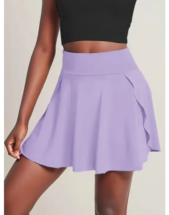 Omarı Yüksek Bel Çift Cep Detaylı Kısa Etek