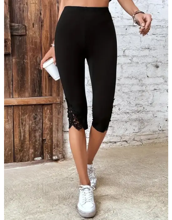 Omarı Kadın Yüksek Bel Dantelli Tayt