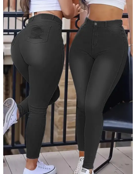 Kadın Yüksek Bel Dar Kesim Kot Pantolon