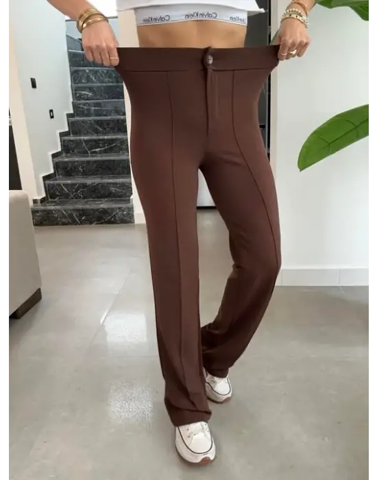 Kadın Yüksek Bel Full Likralı Krep Kumaş Pantolon