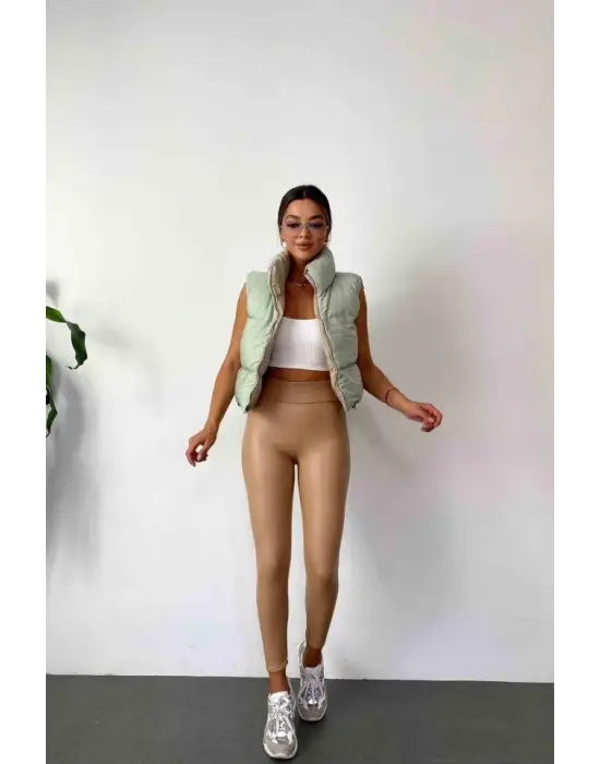 Omarı Yüksek Bel Şardonlu Toparlayıcı Kadın Tayt