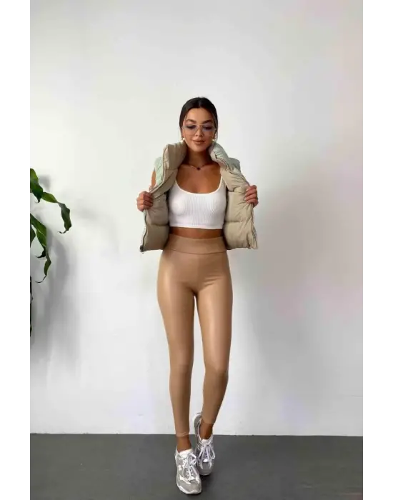 Omarı Yüksek Bel Şardonlu Toparlayıcı Kadın Tayt