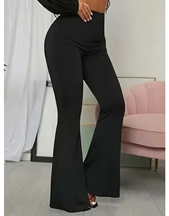 Kadın Yüksek Bel Ispanyol Paça Dalgıç Pantolon