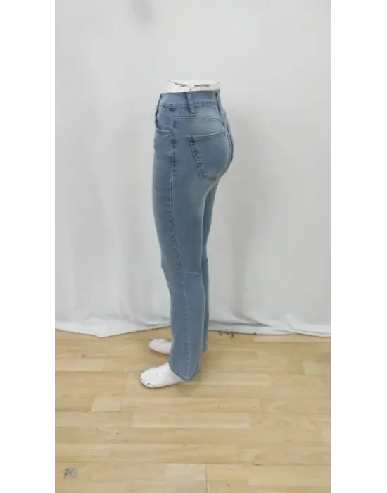 Kadın Yüksek Bel İspanyol Paça Kot Pantolon