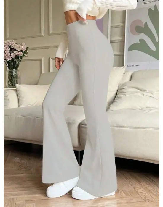 Kadın Yüksek Bel Ispanyol Paçalı Pantolon Tayt