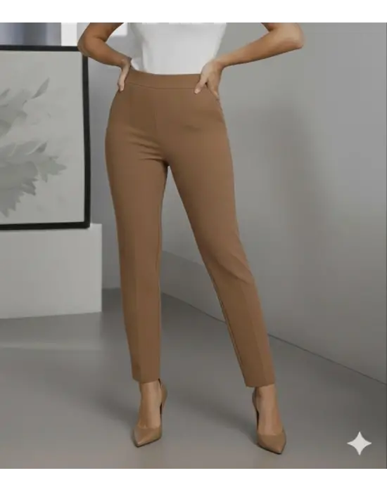 Kadın Yüksek Bel Ithal Krep Pantolon