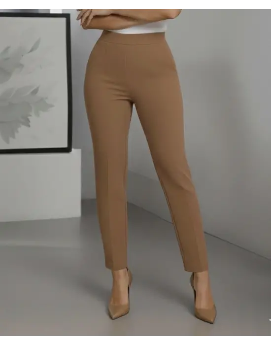 Kadın Yüksek Bel Ithal Krep Pantolon