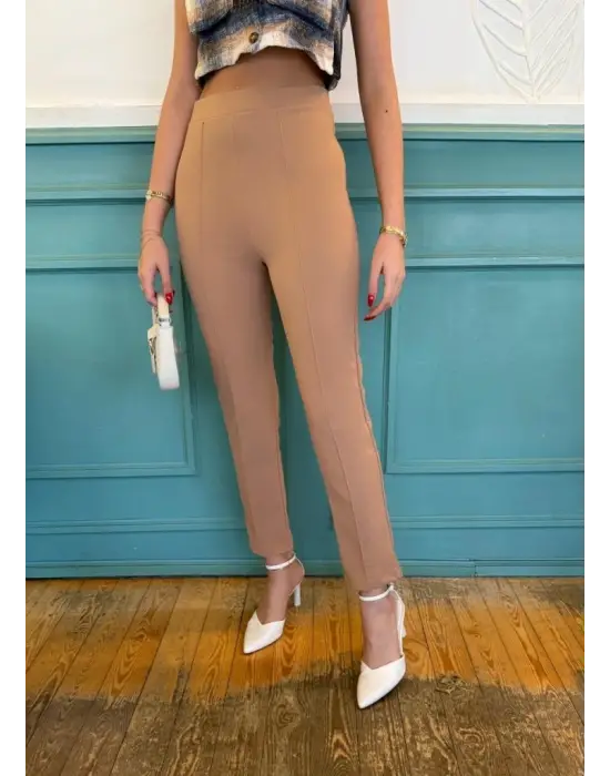 Kadın Yüksek Bel Ithal Krep Pantolon