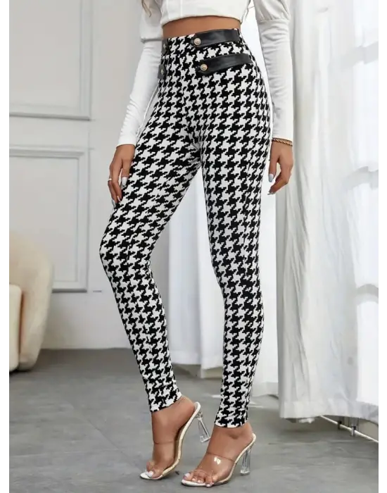 Omarı Desenli Yüksek Bel Kadın Dalgıç Pantolon