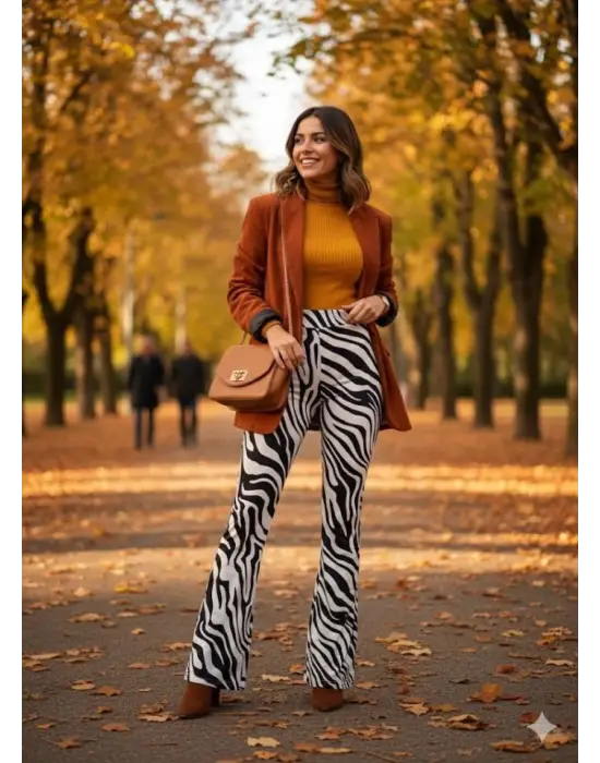 Kadın Yüksek Bel Krep Kumaş Bol Paça Pantolon