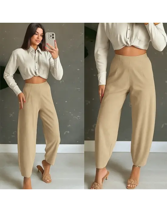 Kadın Yüksek Bel Krep Pantolon