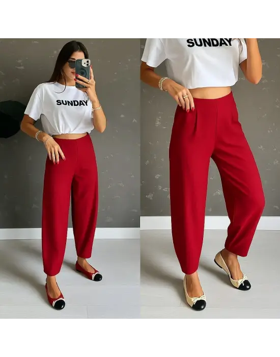 Kadın Yüksek Bel Krep Pantolon