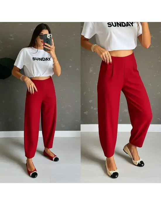 Kadın Yüksek Bel Krep Pantolon