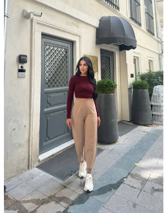 Kadın Yüksek Bel Krep Pantolon