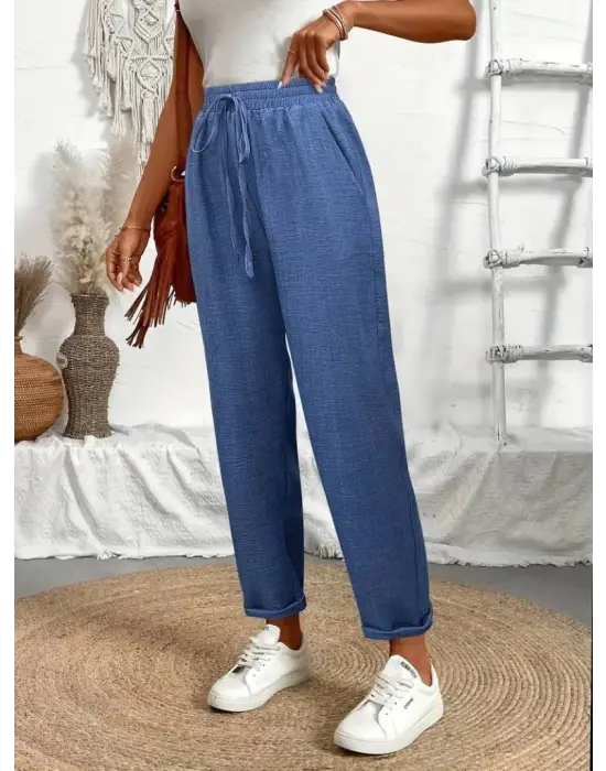 Omarı Yüksek Bel Bağcık Detaylı Aerobin Pantolon