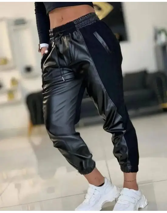 Trend Yüksek Bel Cepli Dalgıç Pantolon