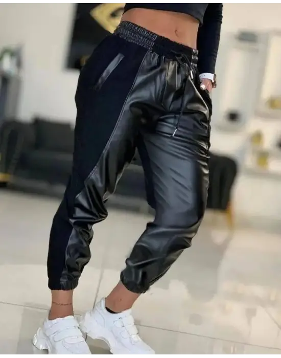 Trend Yüksek Bel Cepli Dalgıç Pantolon