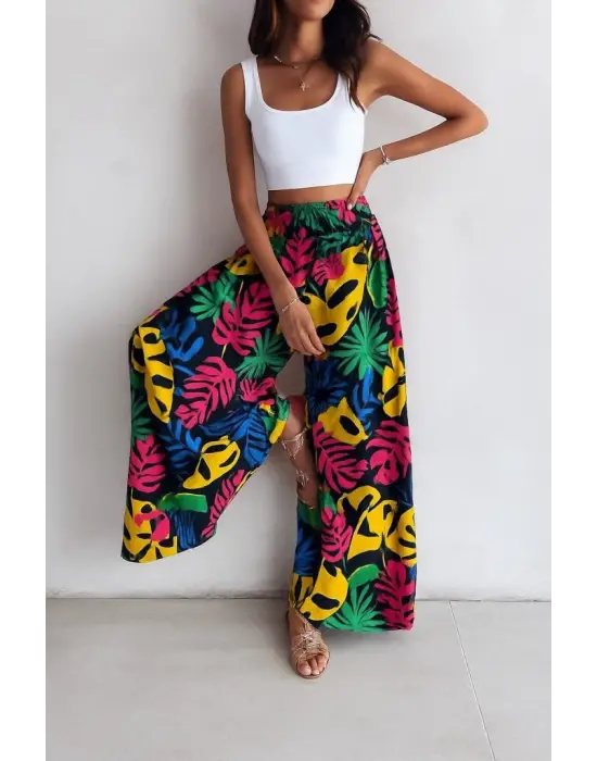 Omarı Yüksek Bel Desenli Süprem Pantolon