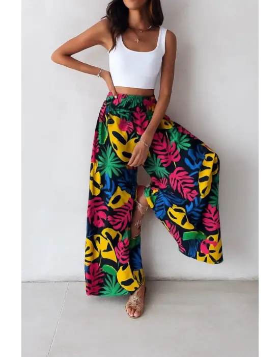 Omarı Yüksek Bel Desenli Süprem Pantolon