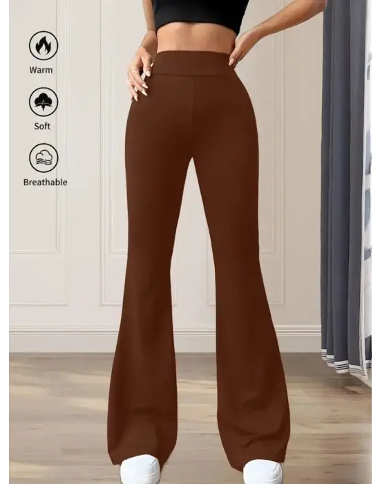 Kadın Yüksek Bel(lastikli) Geniş Paçalı Dalgıç Tayt