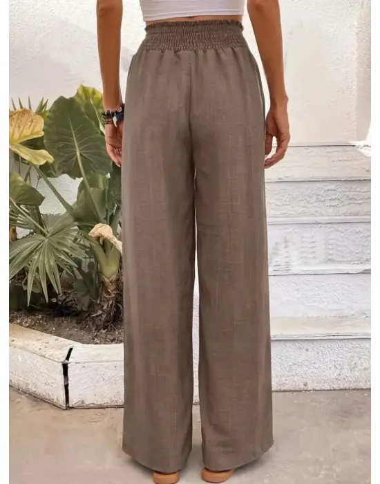 Kadın Yüksek Bel Lastikli Ithal Krep Pantolon