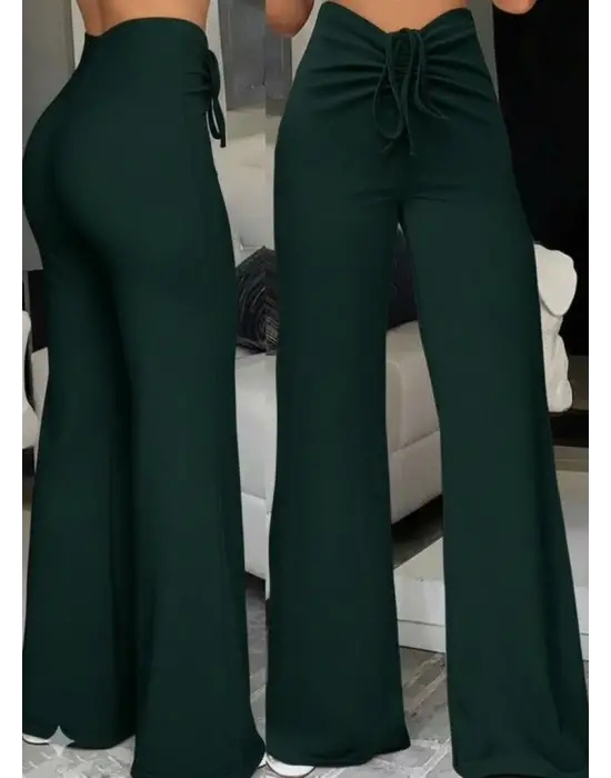 Kadın Yüksek Bel önden Büzgülü Ispanyol Ithal Krep Pantolon