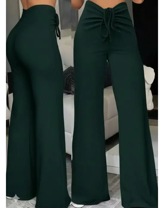 Kadın Yüksek Bel önden Büzgülü Ispanyol Ithal Krep Pantolon