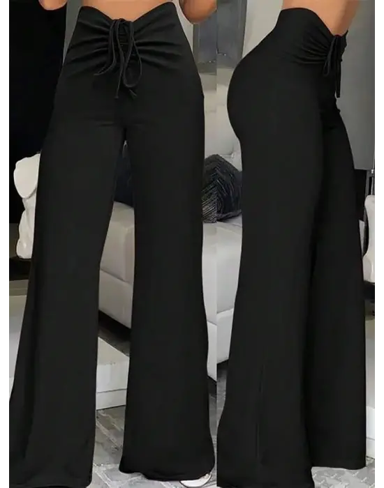 Kadın Yüksek Bel önden Büzgülü Ispanyol Ithal Krep Pantolon