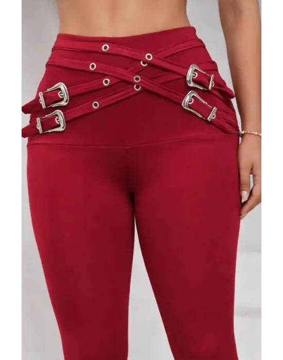 Kadın Yüksek Bel önden çapraz Kuş Göz Detaylı Dalgıç Tayt