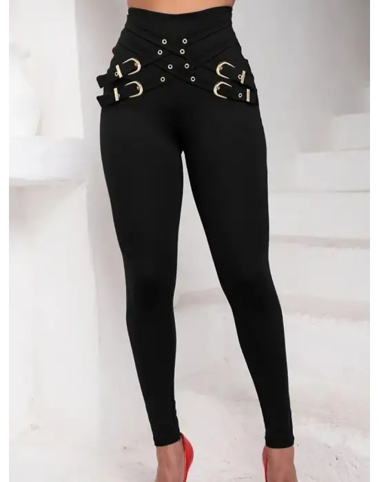 Kadın Yüksek Bel önden çapraz Kuş Göz Detaylı Dalgıç Tayt