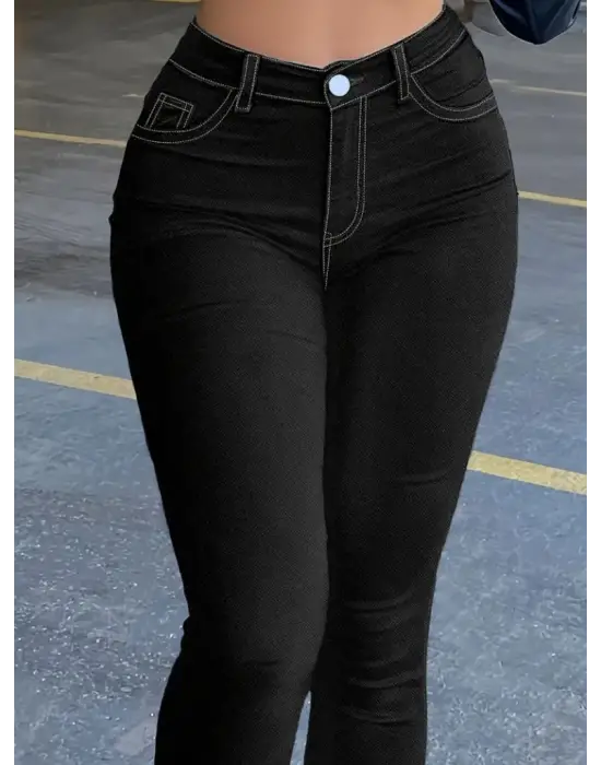 Omarı Yüksek Bel Dar Kesim Kot Pantolon Modası