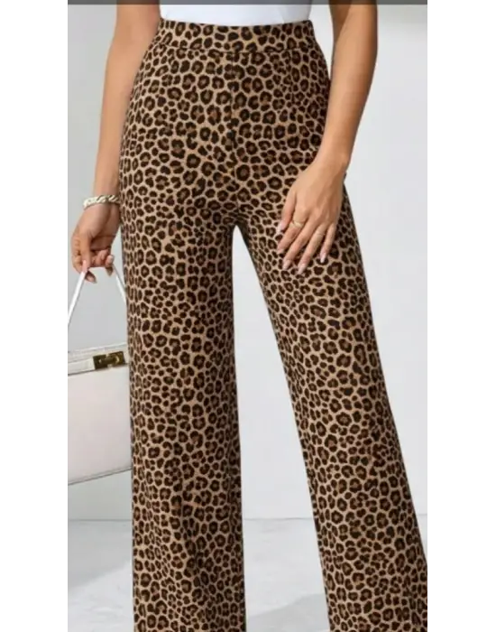 Kadın Yüksek Bel Paçaya Doğru Geniş Dalgıç Pantolon