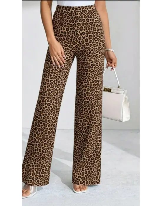 Kadın Yüksek Bel Paçaya Doğru Geniş Dalgıç Pantolon