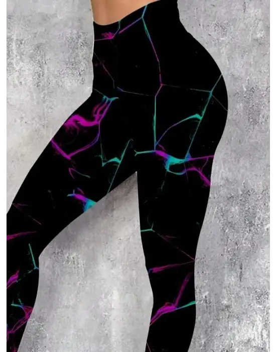 Kadın Yüksek Bel Renk Detaylı Dalgıç Tayt