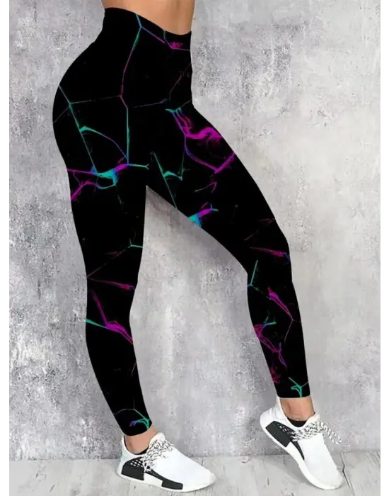 Kadın Yüksek Bel Renk Detaylı Dalgıç Tayt