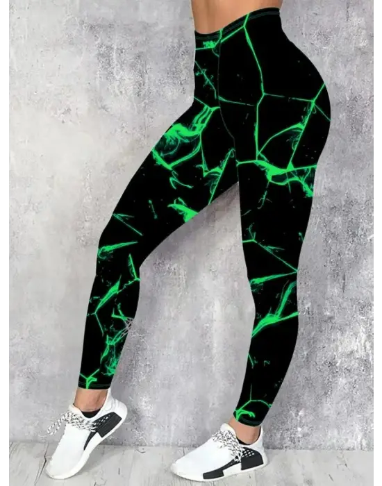 Kadın Yüksek Bel Renk Detaylı Dalgıç Tayt