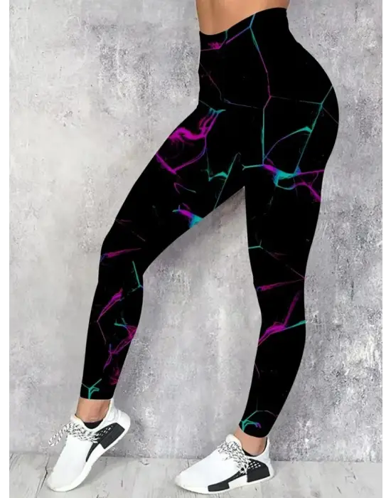 Kadın Yüksek Bel Renk Detaylı Dalgıç Tayt