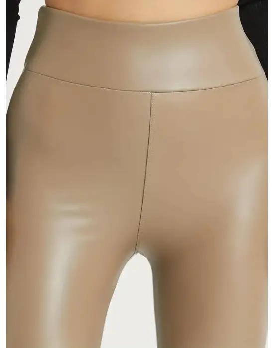 Kadın Yüksek Bel Toparlayacı Içi şardonlu Tam Kalıp Deri Tayt