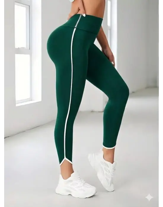 Kadın Yüksek Bel Yan şerit Detaylı Dalgıç Tayt