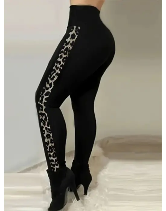 Kadın Yüksek Bel Yan şerit Detaylı Dalgıç Tayt