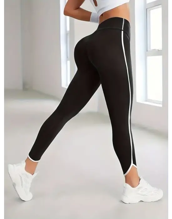 Kadın Yüksek Bel Yan şerit Detaylı Dalgıç Tayt