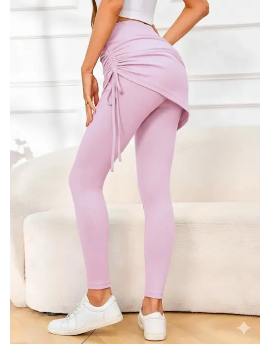 Kadın Yüksek Bel Yandan Büzgülü Alttan Uzun Kaşkorse Tayt Etek