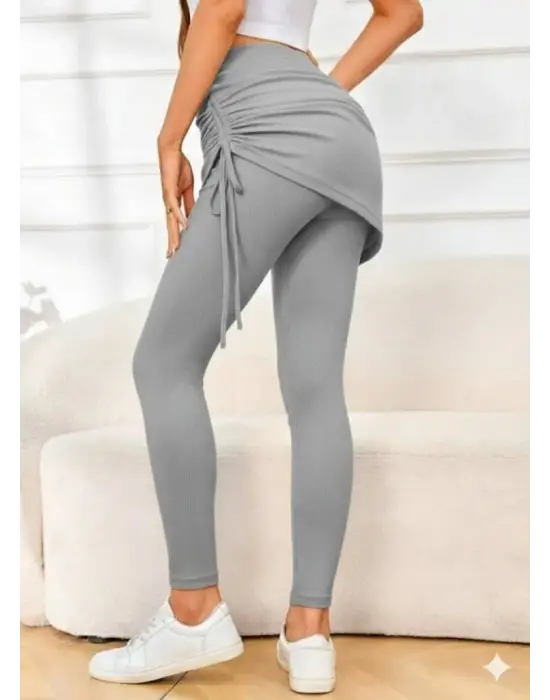 Kadın Yüksek Bel Yandan Büzgülü Alttan Uzun Kaşkorse Tayt Etek